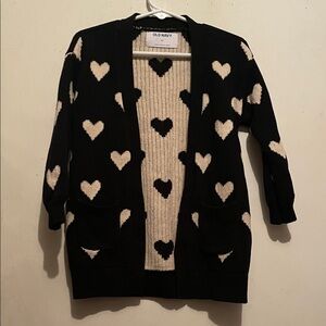 Child’s Old Navy Black and Cream Heart Cardigan